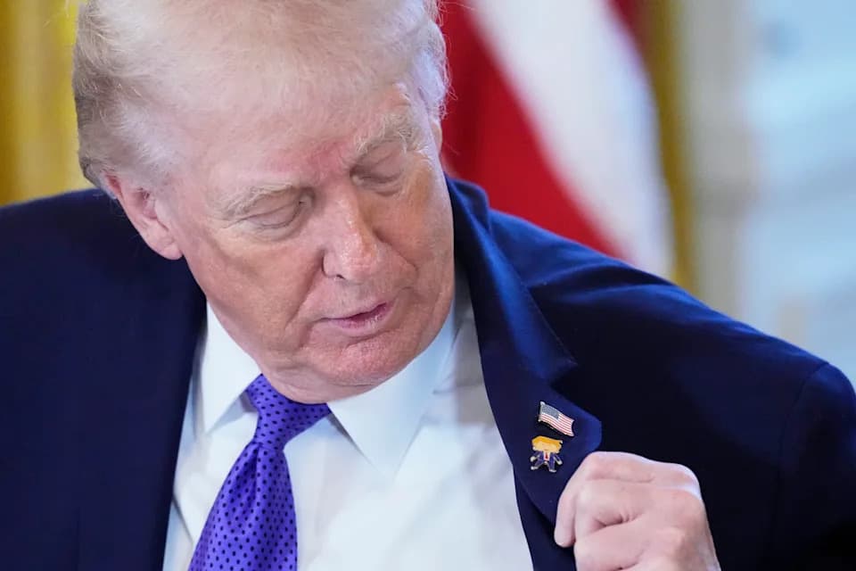 Trump Wears 'Happy Trump' Lapel Pin, Jokes He’s 'Never Happy'