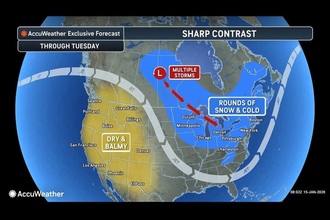 Three Fast-Moving 'Clipper' Storms to Bring Lake-Effect Snow and Sharp Cold From Midwest Into Northeast