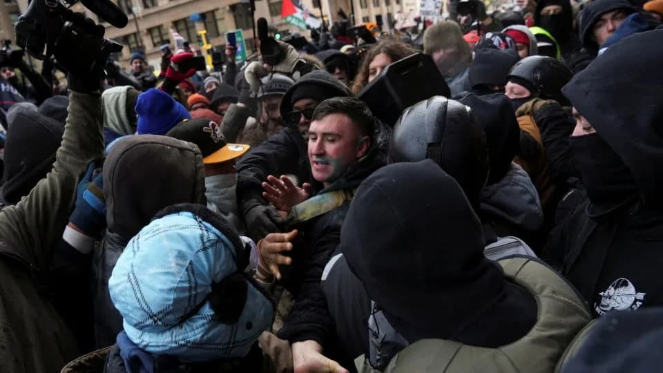 Far-Right Influencer Driven From Minneapolis Rally After Clash With Counterprotesters