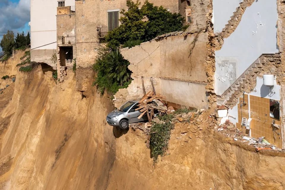 Harrowing Landslide Leaves Niscemi Teetering on Cliff Edge After Storm Harry