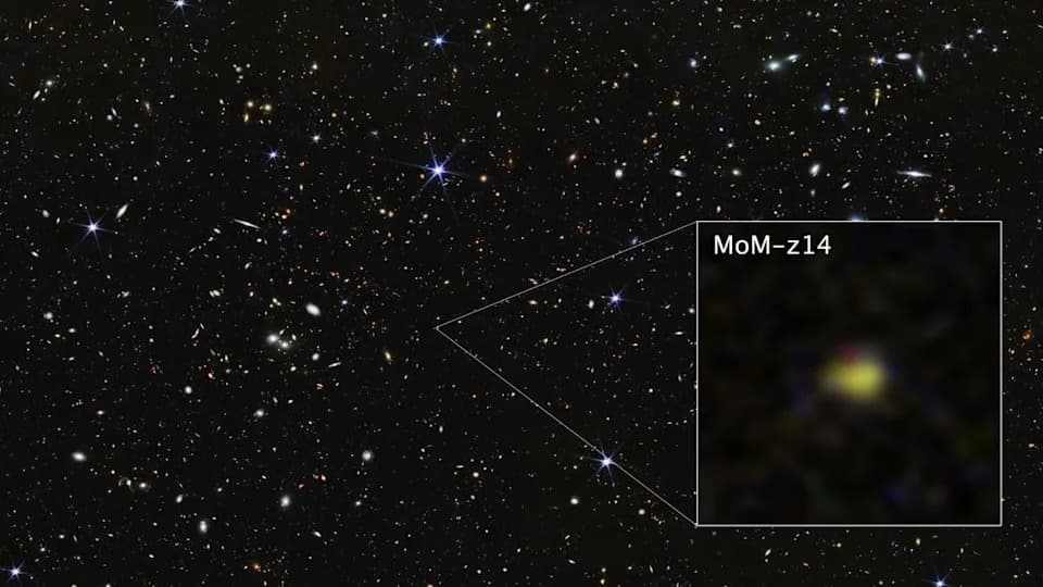 James Webb Breaks Its Own Record — Discovers Most Distant Galaxy Yet, MoM‑z14 (z=14.44)
