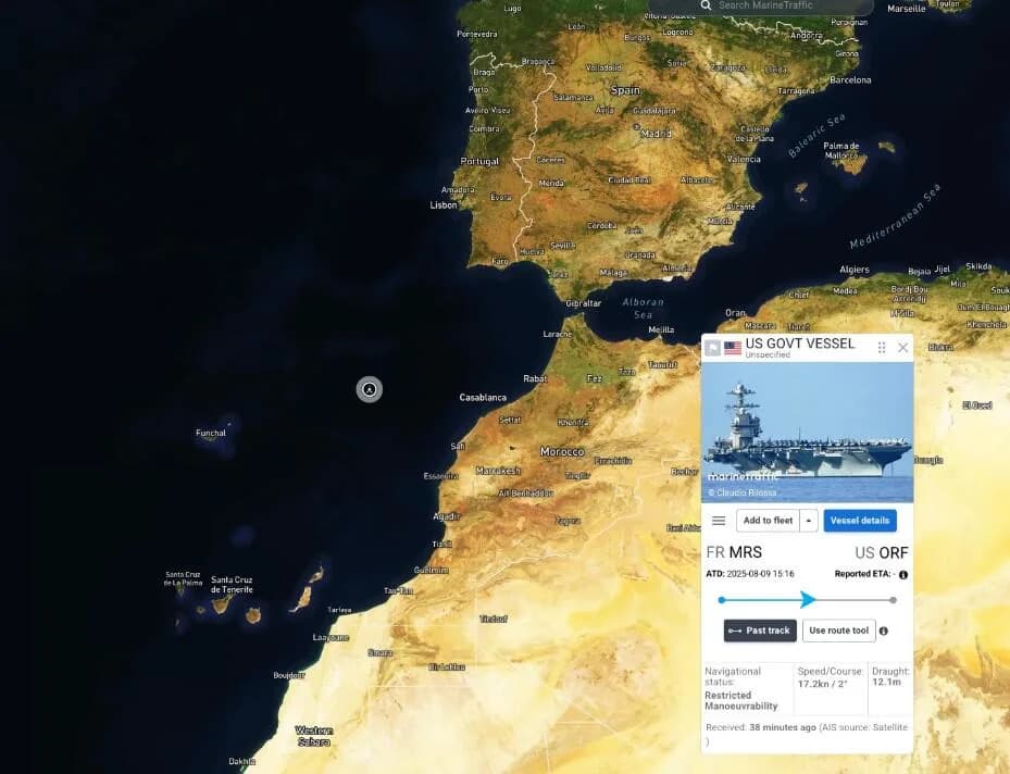 U.S. Warplanes Surge as USS Gerald R. Ford Heads Into Mediterranean Amid Iran Standoff