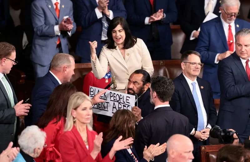 Rep. Al Green Escorted From House During State of the Union After Holding Protest Sign