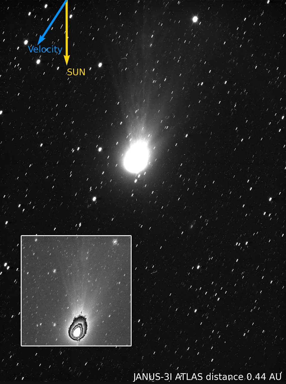 Interstellar Comet 3I/ATLAS Photographed by ESA’s JUICE — Egg‑Shaped Nucleus Racing at 150,000 mph
