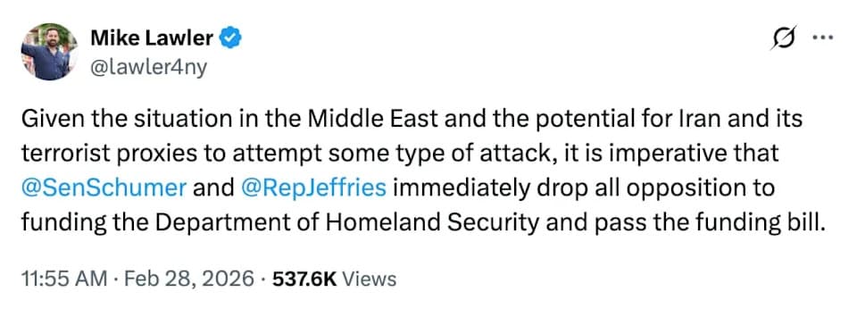 Republicans Push Democrats to Fund DHS After Trump Strikes Iran; Democrats Insist On Reforms