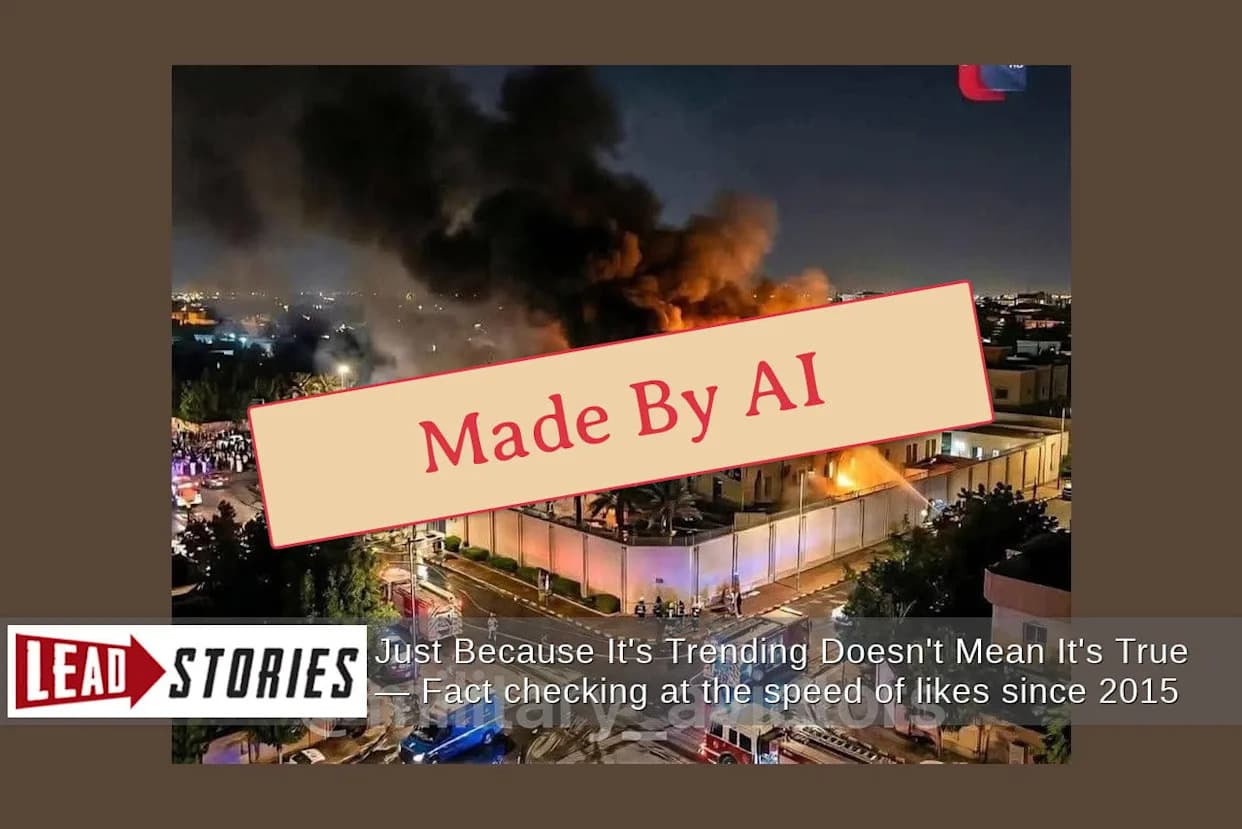Fact Check: Viral Photo of U.S. Embassy in Riyadh Ablaze Is AI-Generated