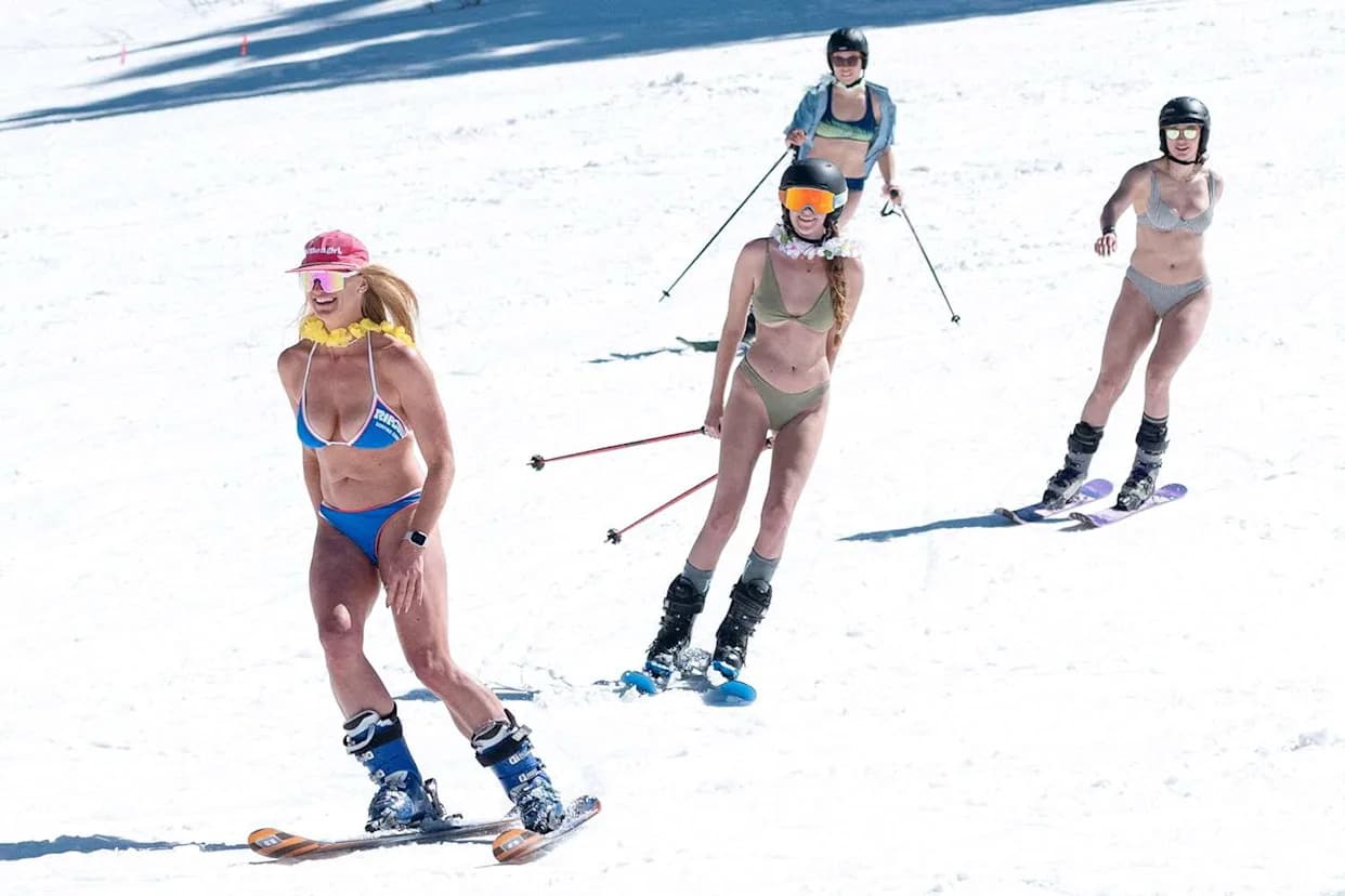 Record Heat Forces Skiers Into Bikinis as Western Resorts Scramble to Save Snow