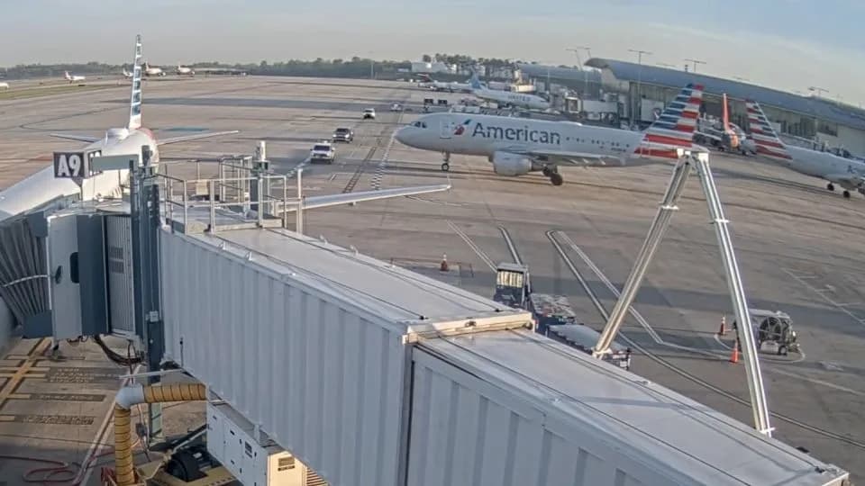 Pilot Slams On Brakes As Two Trucks Cross In Front Of Taxiing American Airlines A319 At CLT