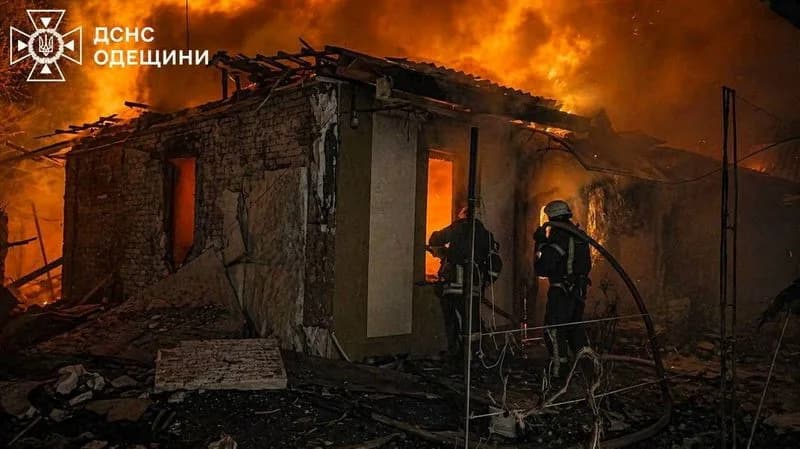 Russian Drone Swarm Strikes Odesa Overnight, Wounding 18; Fires Contained In Prymorskyi District