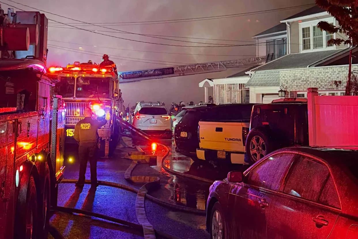 Queens House Explosion Tosses Seven NYPD Officers; Suspect Missing as Fire Displaces 16