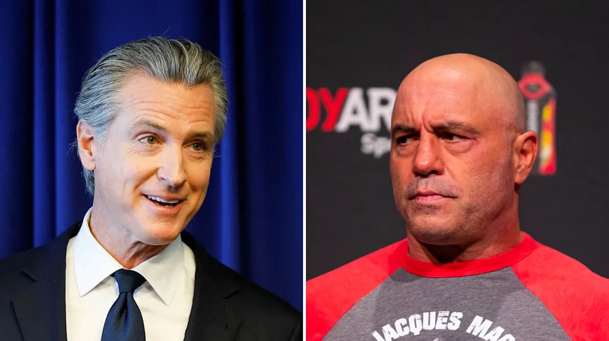 Newsom Taunts Joe Rogan, Calls Podcaster 'Little Guy' and Says He's Sliding Into 'Irrelevancy'
