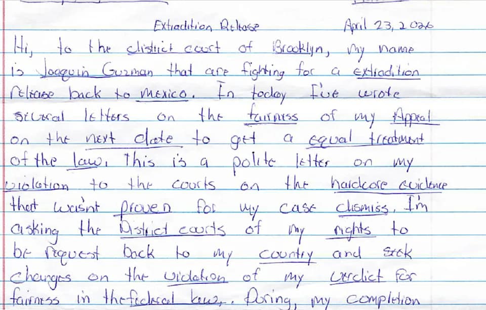 El Chapo Asks U.S. Courts To Return Him To Mexico, Calls Life Term "Cruel"