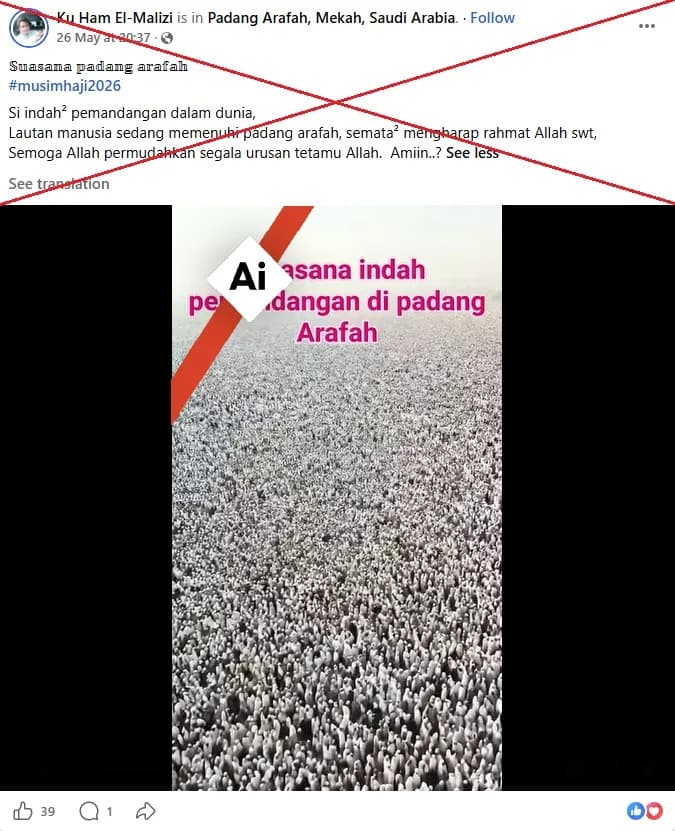 AI-Generated Clip Falsely Claims To Show ‘Ocean’ Of Pilgrims At Mount Arafat