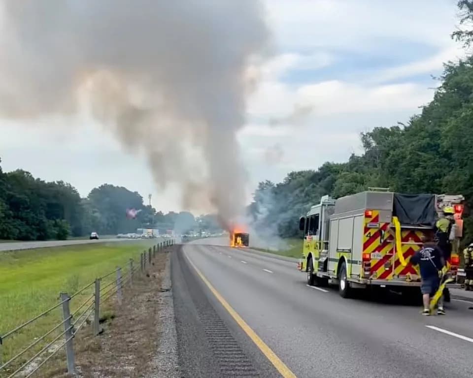 Fireworks-Laden Truck Erupts in Spectacular Blaze on I-75 Near Ooltewah — No Injuries Reported