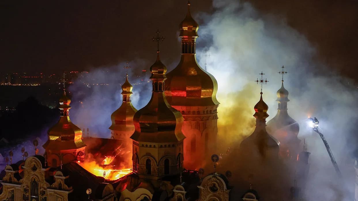 Russian Strikes Kill Nine, Damage 11th‑Century Kyiv Cathedral as Rescue Workers Die in Kharkiv