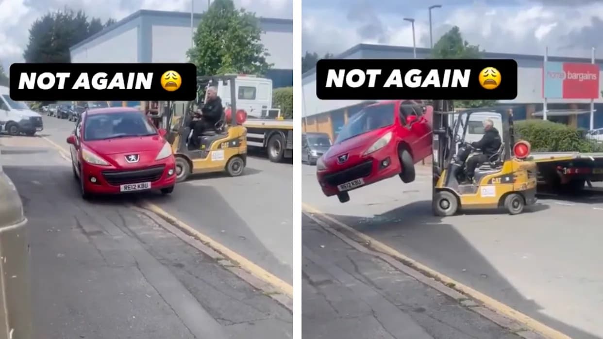 Business Owner Uses Forklift To Lift Parked Car With Driver Inside — Viral Video Sparks Safety and Legal Debate