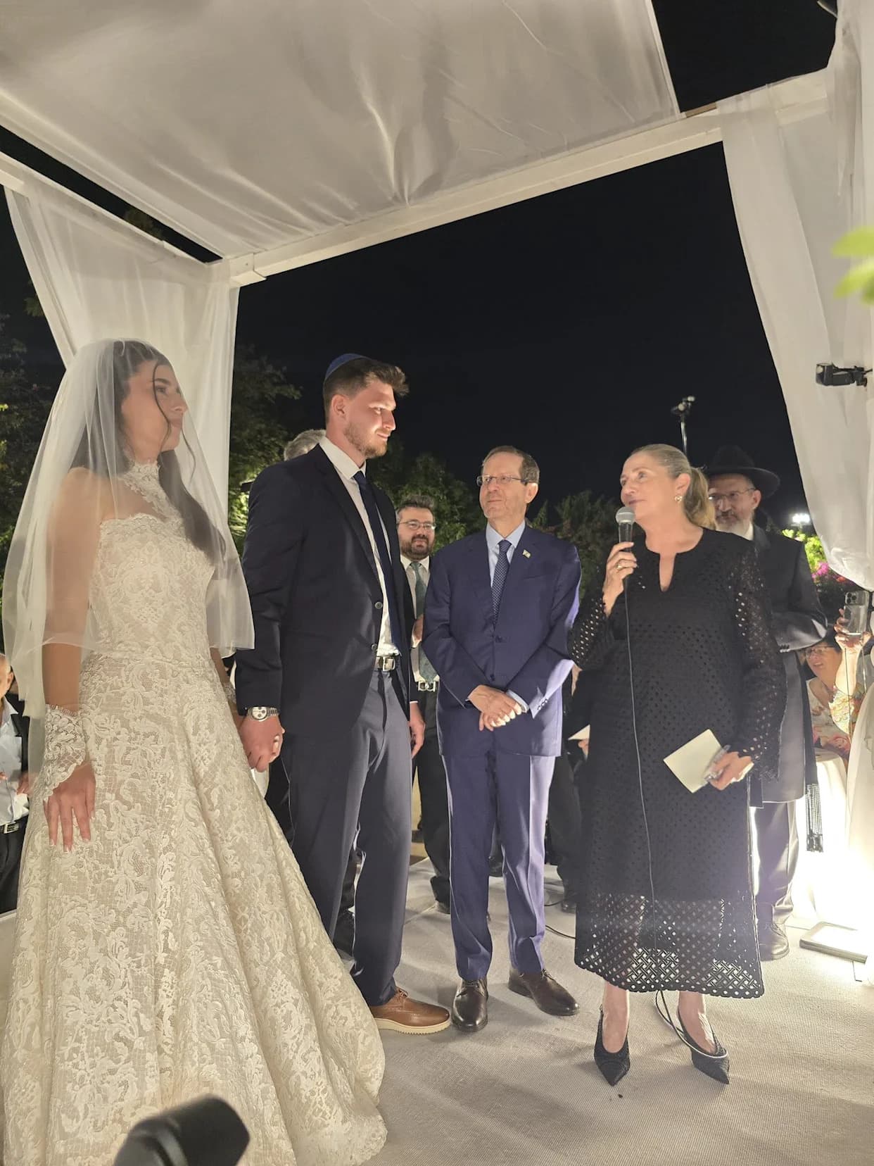 President Isaac Herzog Blesses Wedding of Former Gaza Hostages Sasha Troufanov and Sapir Cohen