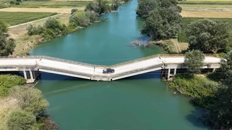 Nearly Three Years After Storm Daniel, Locals Still Cross Buckled Paleopyrgos Bridge Near Larissa