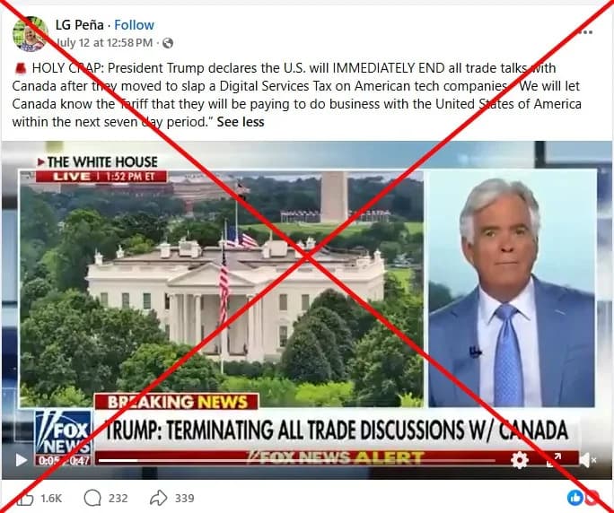 Old Fox News Clip Misused To Claim Trump Ended Trade Talks With Canada — It’s From 2025
