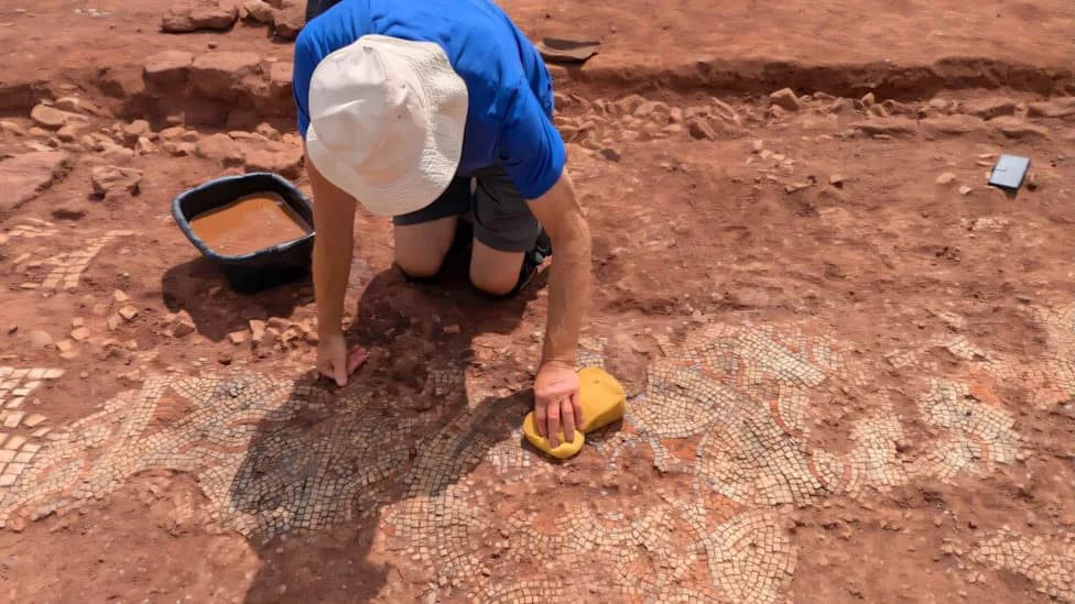 Rare 4th-Century Polychrome Mosaic, Bathhouse and Villa Unearthed Under Devon Farmland