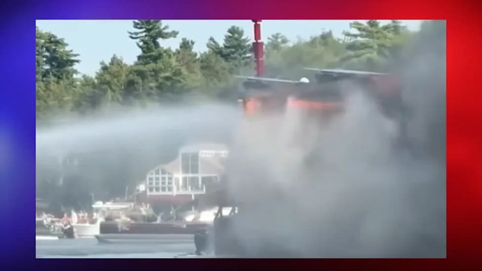 Floating Restaurant 'The Dive' Engulfed in Flames on Lake Winnipesaukee; All Evacuated Safely