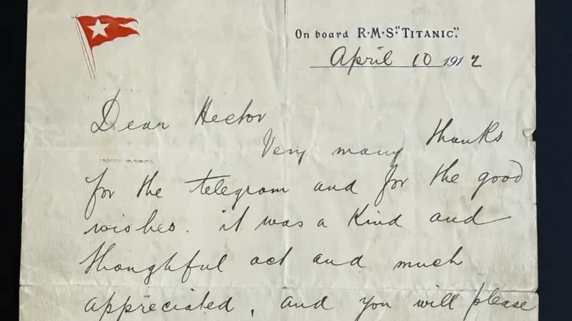 Letter Sent From Titanic Days Before Sinking Fetches Record £60,000 at Auction