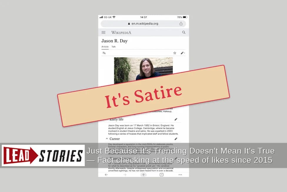 Fact Check — 'Jason R. Day' Is an AI-Generated Wikipedia Spoof Targeting Professor Jason Arday