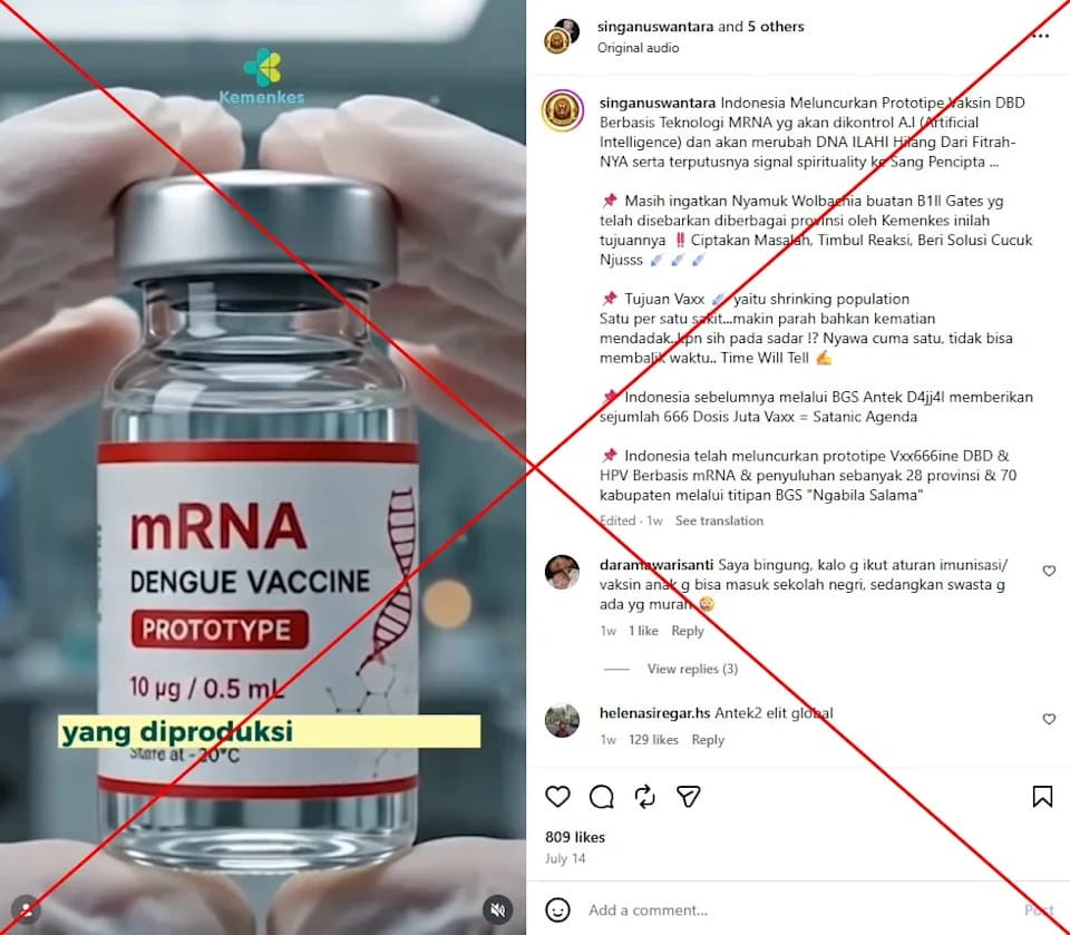 Indonesia’s mRNA Dengue Vaccine Prototype Sparks Conspiracy Claims — Experts Debunk DNA and AI Fears