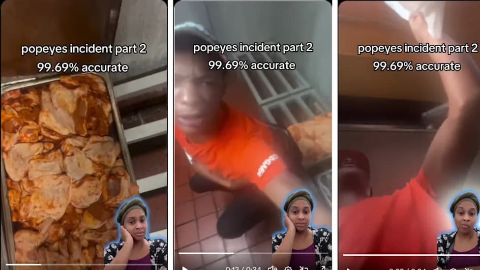 Viral Video Shows Popeyes Worker Leaning Over Uncovered Raw Chicken, Sparking Outrage