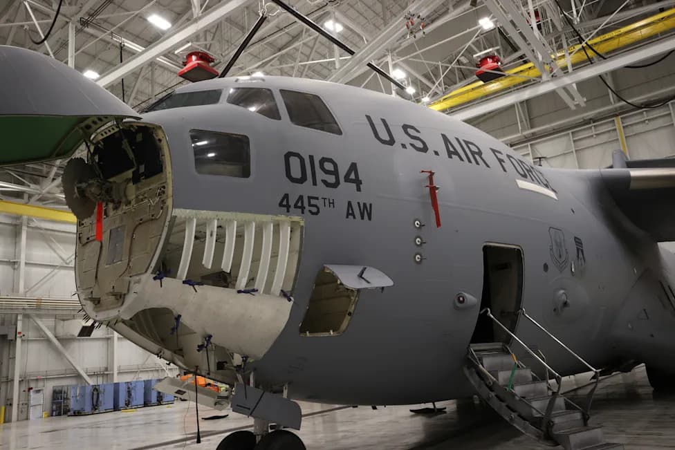 Air Force Uses Robotic Fabrication To Restore C-17 After Storm Damage — First ISF Part Flies