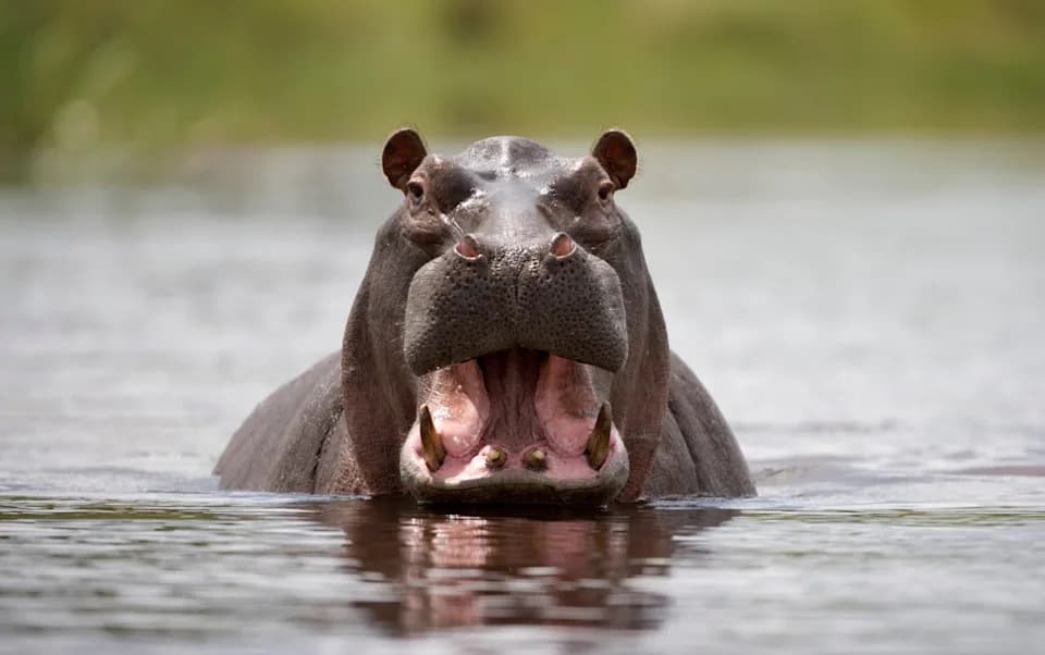 Hippo Charges Safari Boat in Botswana — Tourists Make Narrow Escape