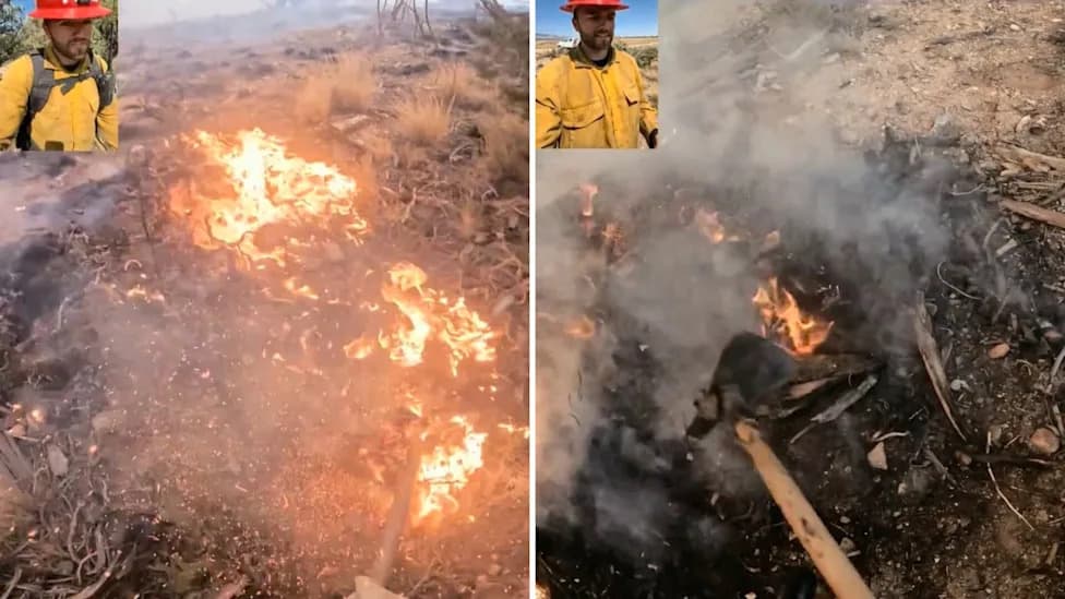 Firefighter Uses a 'Dry Mop' to Stop a Spot Fire Without Water — Viral First-Person Video
