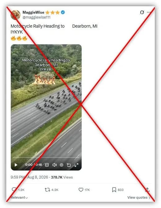 Viral Motorcycle Rally Video Misattributed To Dearborn Protest — AFP Geolocates Footage To Brazil