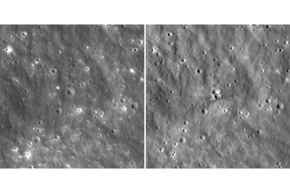 NASA Releases Sharp Images of 60‑Foot Lunar Crater Created by SpaceX Booster Impact