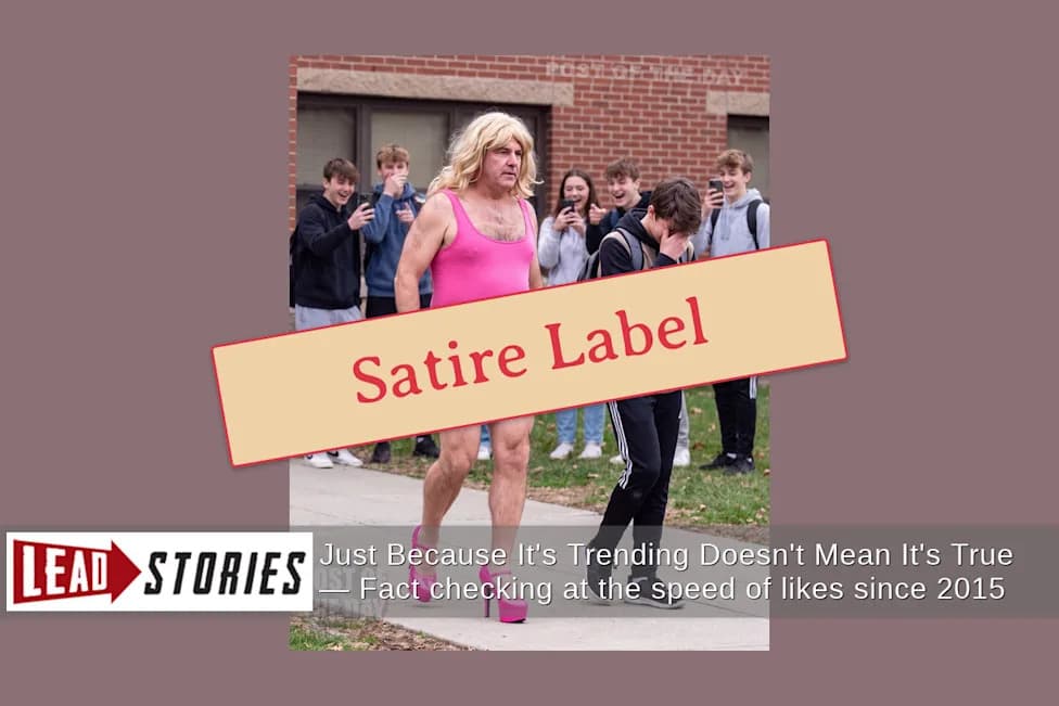 Fact Check: Viral Photo Of Dad Dressed In Wife's Clothes At School Pickup Is AI-Generated, Not Real