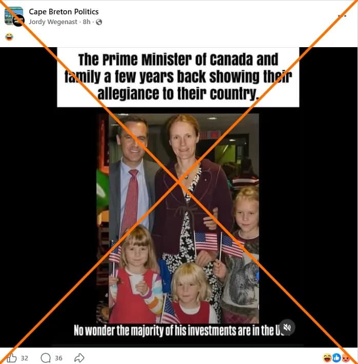 Fact-Check: Viral Photo Of PM Mark Carney’s Family Waving U.S. Flags Is Digitally Altered