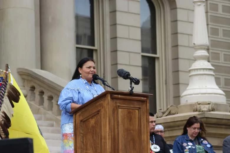 Michigan Tribal Leaders Rally in Lansing: “Shut Down Line 5 — No Tunnel”