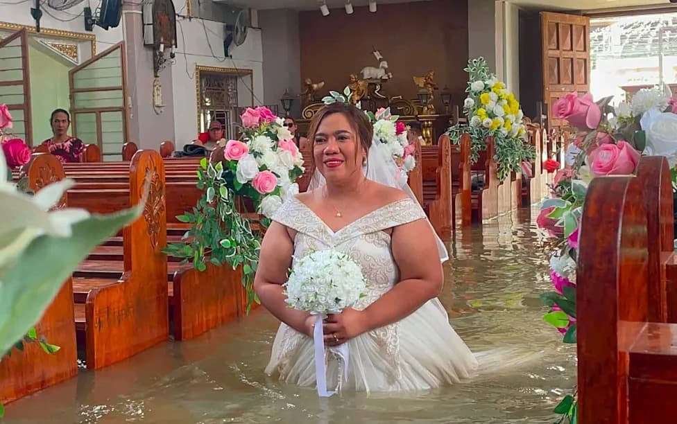 Waist-Deep Vows: Couple Marries Inside Flooded Church in Hagonoy