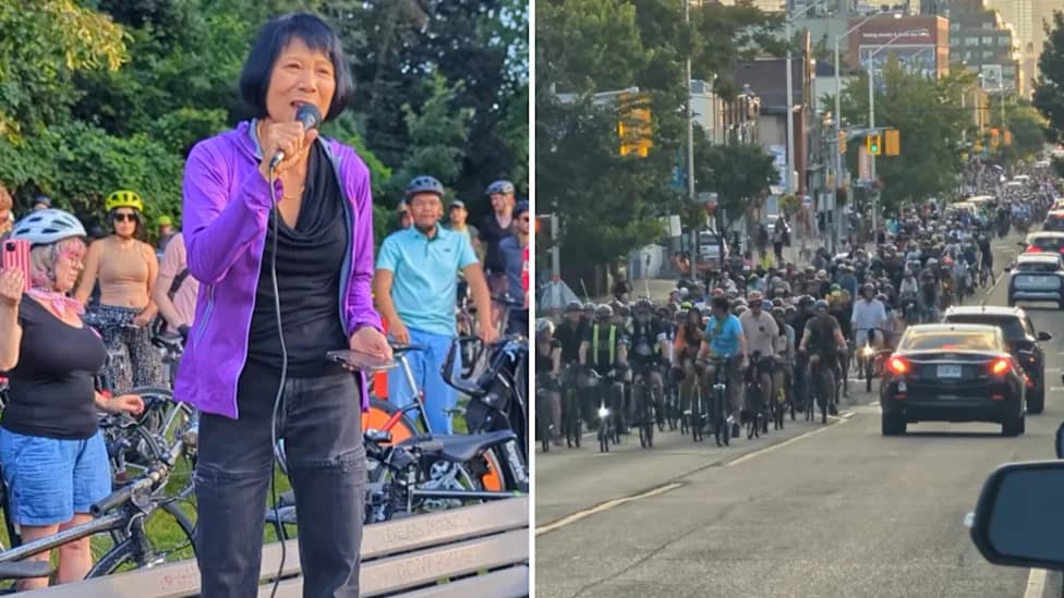 800+ Toronto Cyclists Rally as Mayor Olivia Chow Joins Push to Preserve Protected Bike Lanes