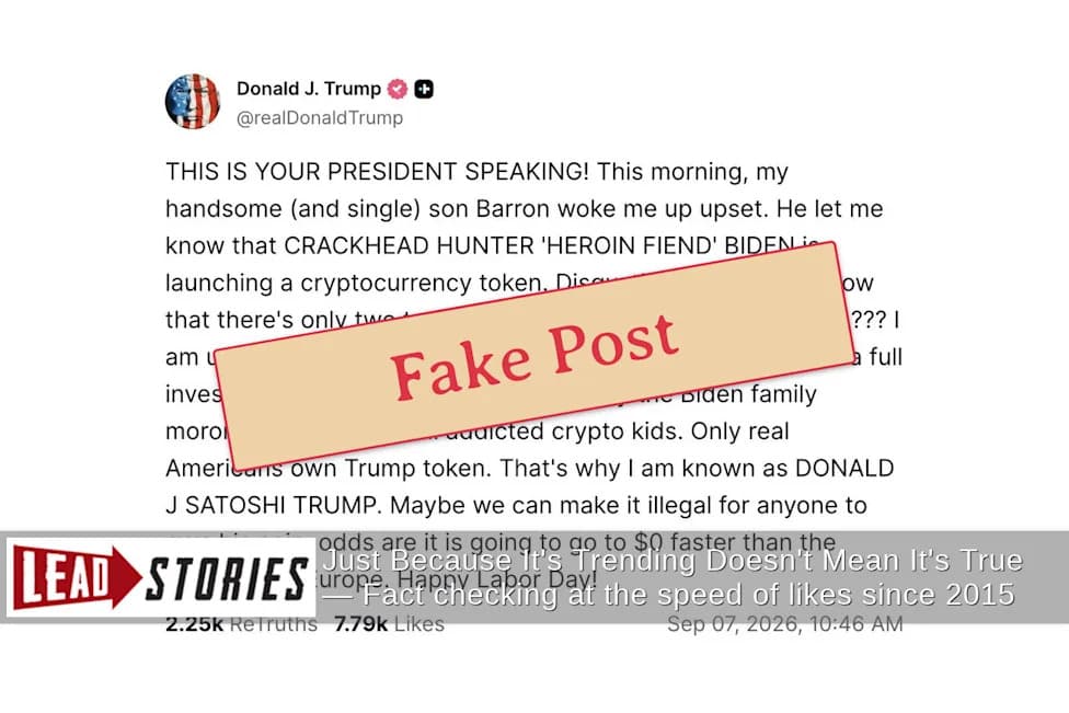 Fact Check: No Evidence Trump Asked FBI To Investigate Hunter Biden’s Crypto Token — Screenshot Appears Fabricated