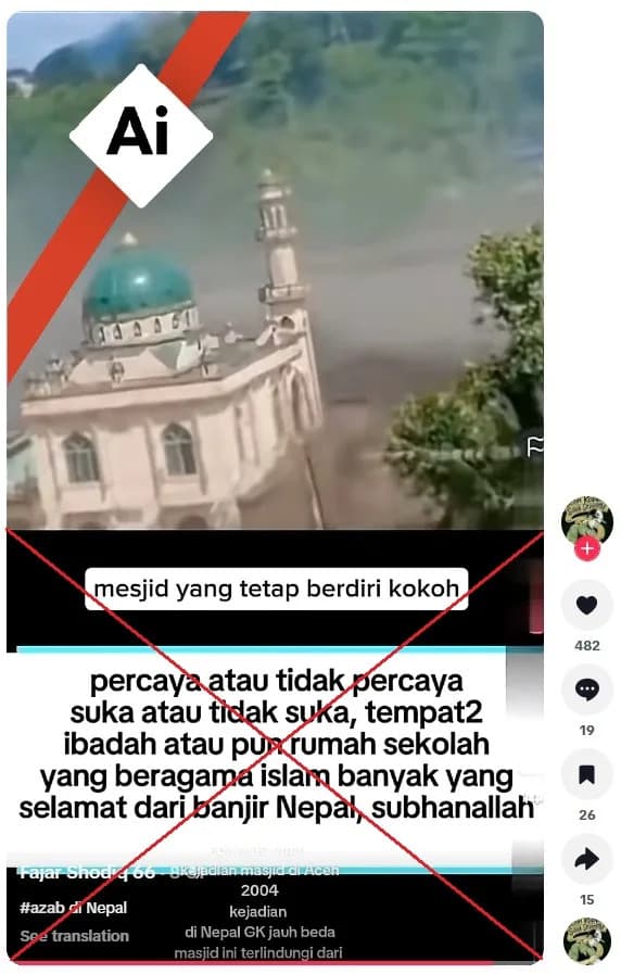 Fact-Check: Viral Video of a Mosque Surviving Nepal Floods Is an AI-Manipulated Edit of the 'Miracle House'