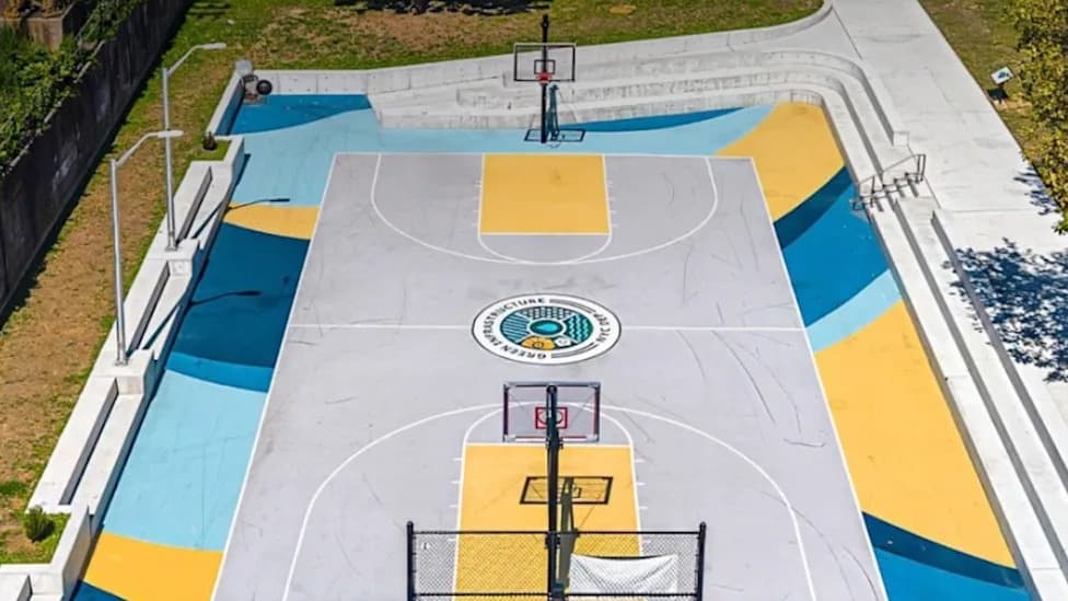 New York Turns Basketball Courts Into ‘Water Squares’ That Soak Up Flash Floods