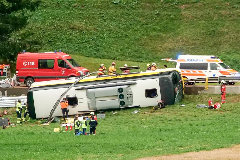 Dutch Tour Bus Overturns in Swiss Alps — Several Killed, Many Injured
