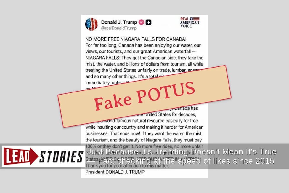 Fact Check: Viral Screenshot Falsely Shows Trump Threatening To Turn Off Niagara Falls For Canada