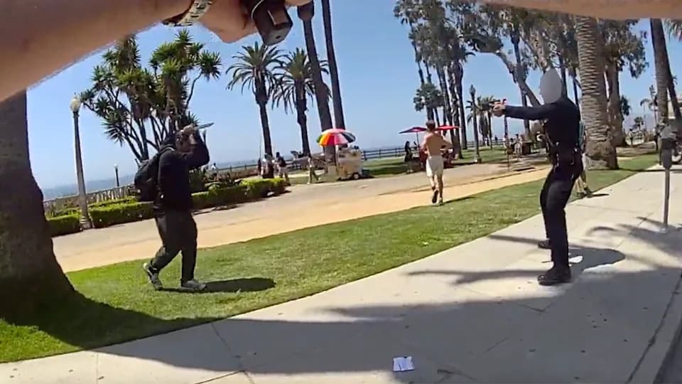 Bodycam Shows Knife-Wielding Man Charge Officer in Crowded Santa Monica Park; One Fatal Shot