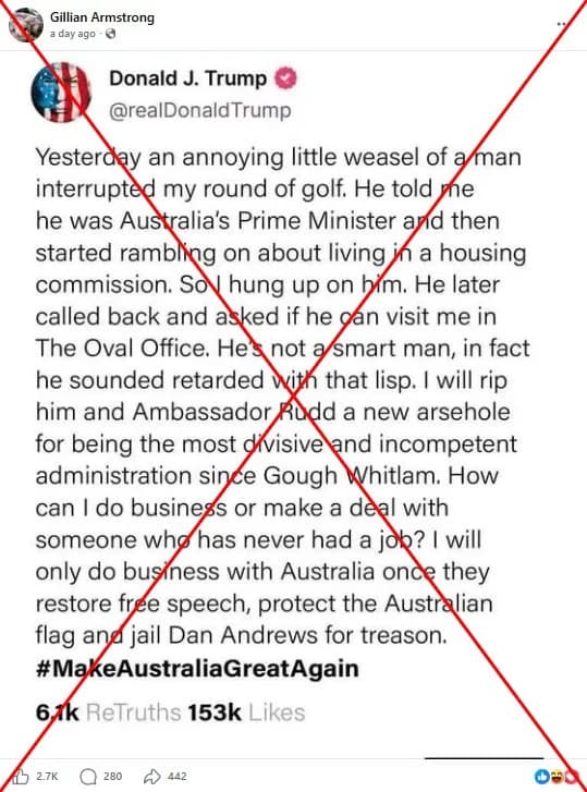 Fake Trump 'Truth Social' Screenshot Targeting PM Albanese Goes Viral After Australia’s Algorithm Bill