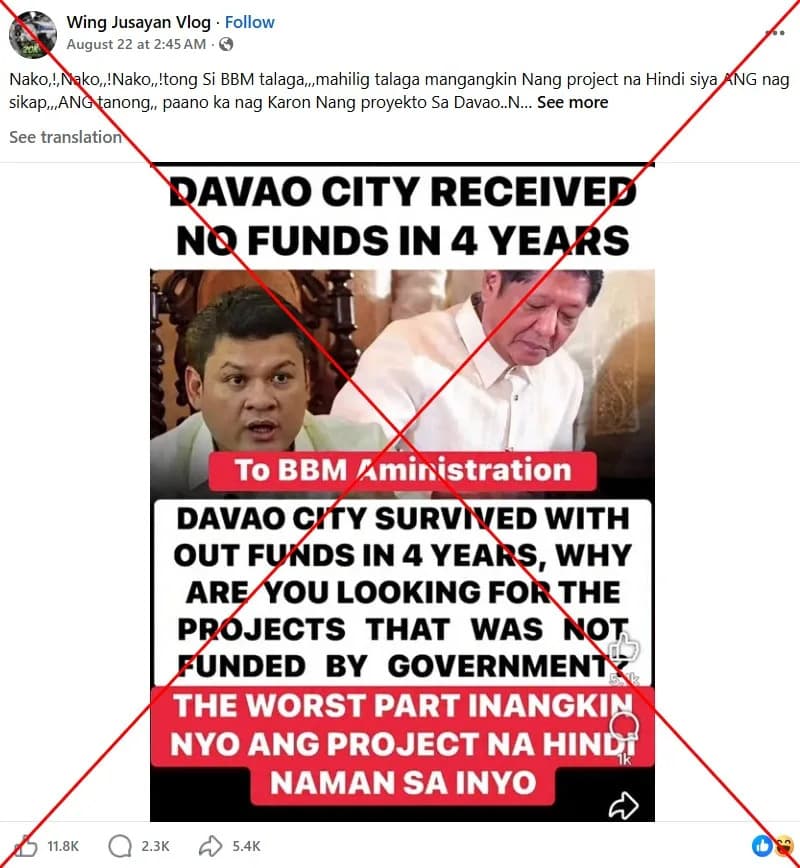 Fact Check: Davao City Did Not Receive 'No Funds' Since 2022 — Claim Misinterprets Paolo Duterte