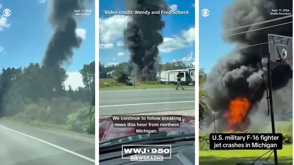 F-16 Destroyed in Fiery Michigan Crash After ‘Mishap’; Pilot Ejects Safely