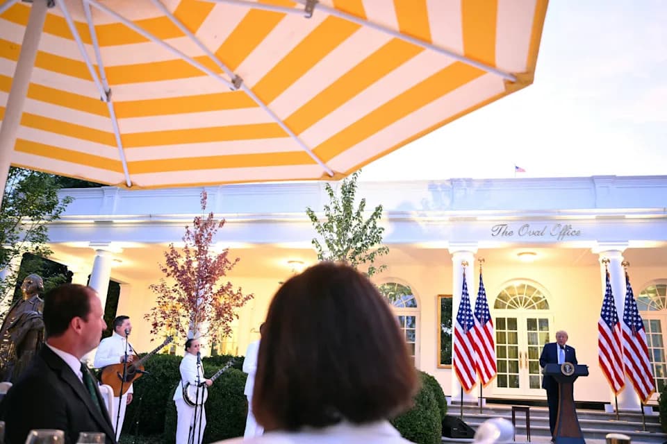Trump, 80, Recycles Bizarre Shark-and-Electric-Boat Anecdote in Rose Garden
