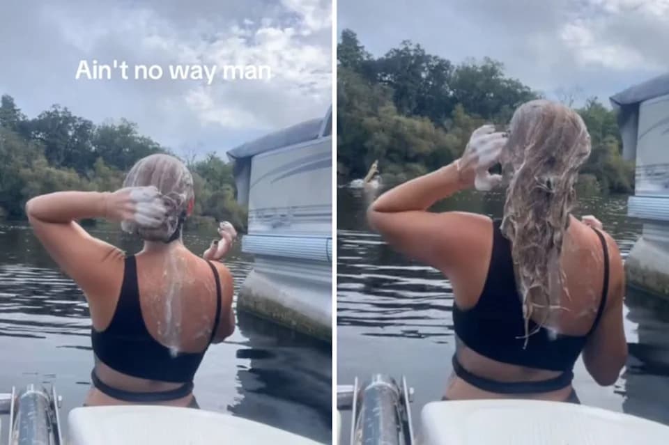 Woman Filming a Swim in Florida's Suwannee River Captures a Giant Sturgeon Leaping Beside Her